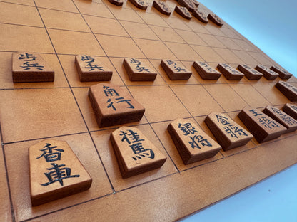 【受注生産受付中】オールレザー「本格牛革将棋駒」セット（彫り師 亘山）