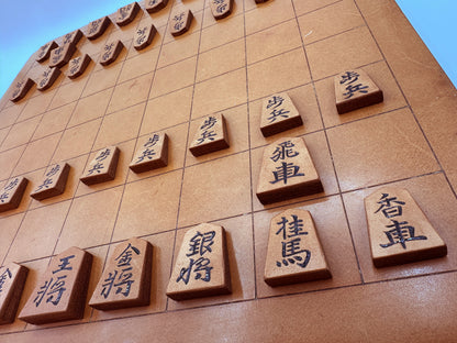 【受注生産受付中】オールレザー「本格牛革将棋駒」セット（彫り師 亘山）